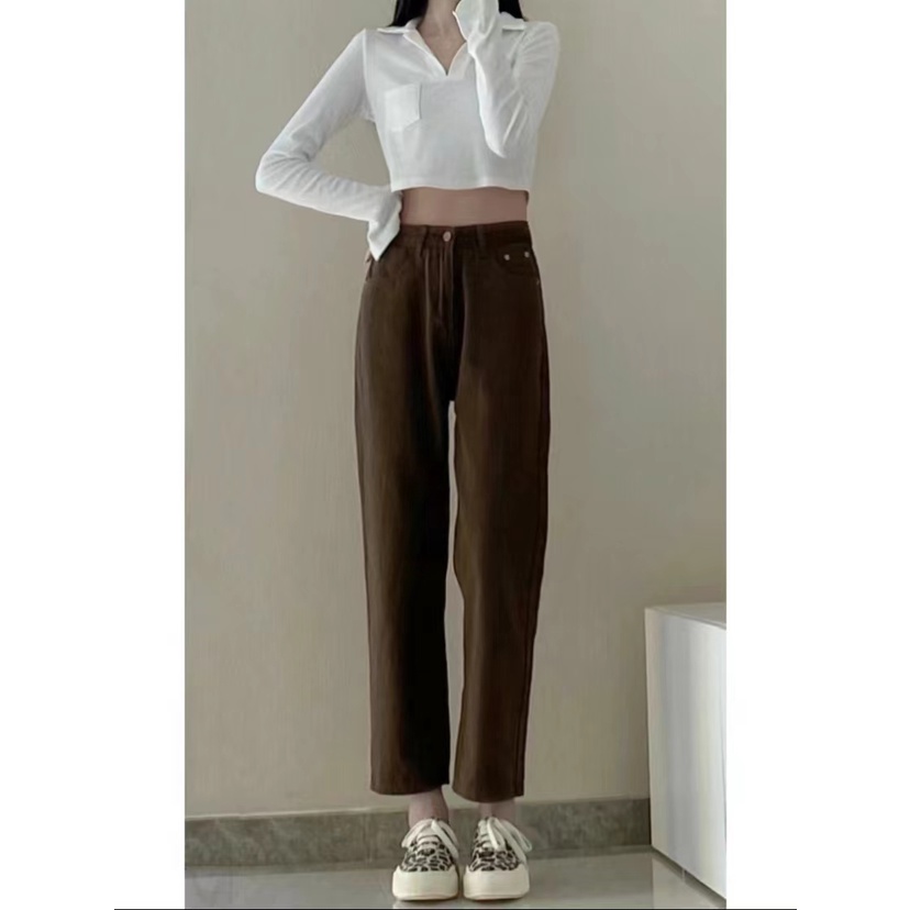 Jeans Boyfriend Wanita Coklat / Celana Panjang Wanita Highwaist Korean