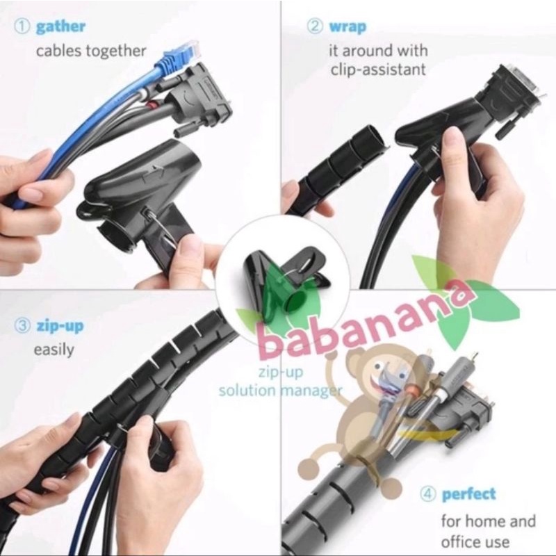 Cable clip winder spiral organizer HANYA CLIP TIDAK TERMASUK HOLDER