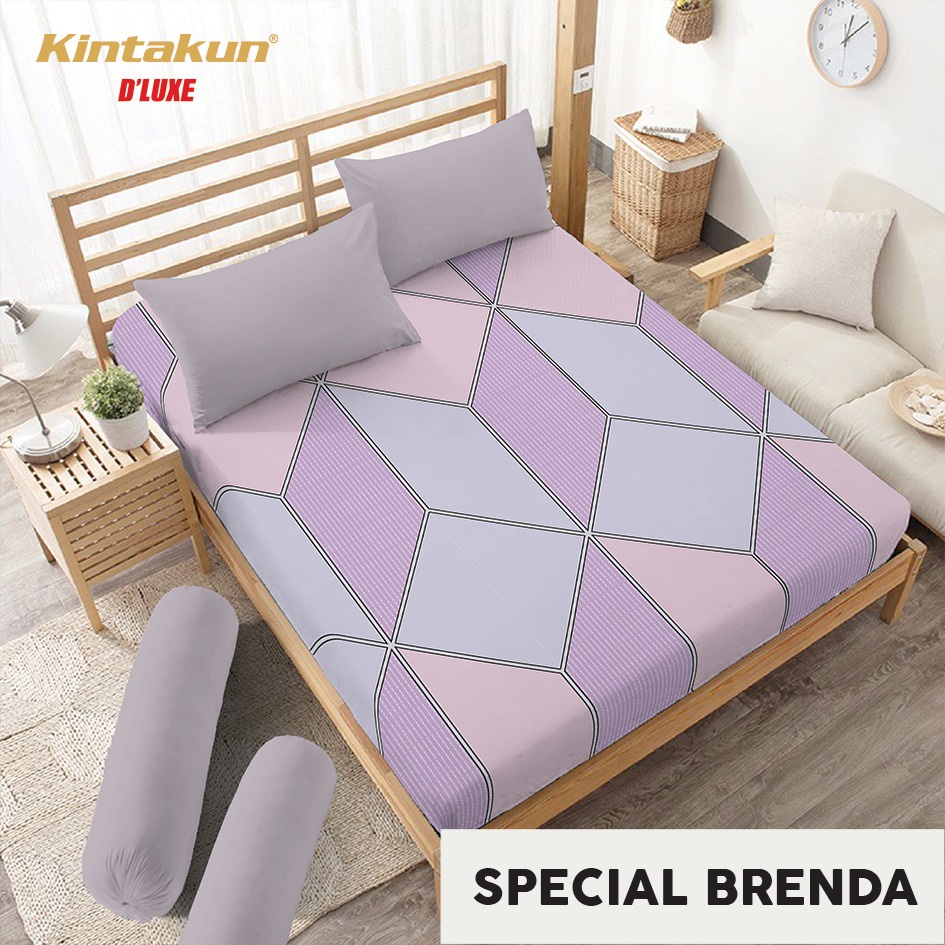 Kintakun D'luxe - Sprei flat Set 90/100/120/160/180 Small Single Queen King Motif BRENDA MINIMALISA 