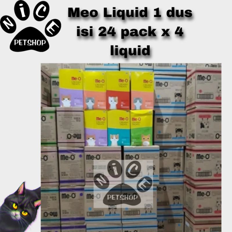 Cat Snack Me-o Liquid 1 dus isi 24 pack x 4 liquid Meo treat meo creamy liquid grosiran Price promo