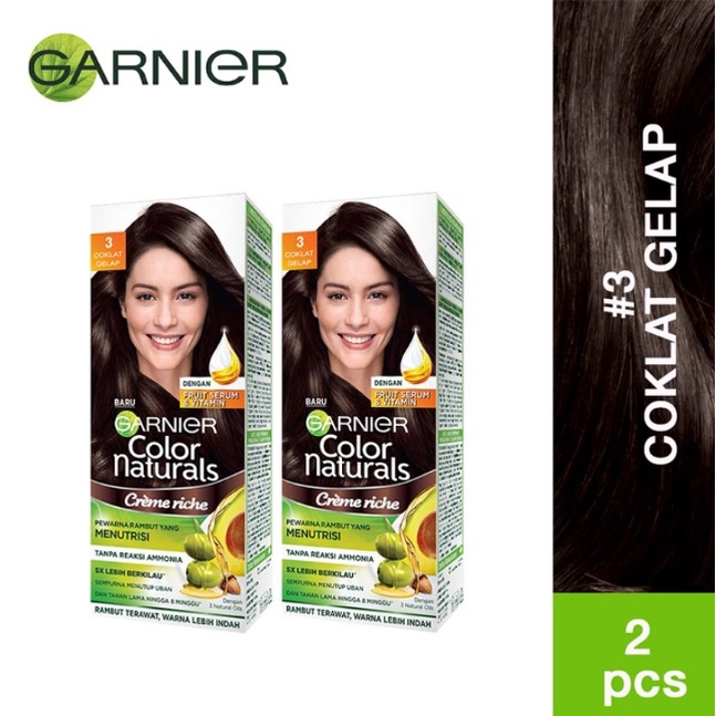 Garnier Colour Natural Pewarna Rambut No 3 Coklat Gelap  [Twinpack/ 2 pcs]