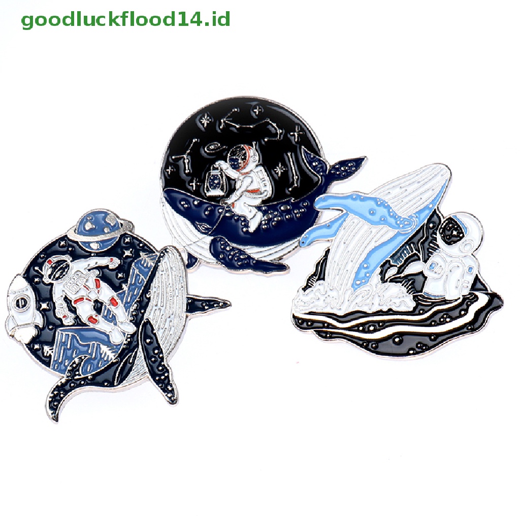 [GOOGFOUR] 1pc Pin Enamel Astronot Dan Paus Adventure Ocean Botol Bros Tas Kerah Pin [TOP]