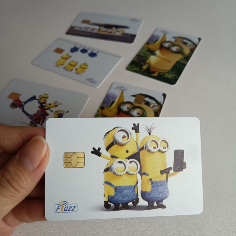 Kartu Emoney Mandiri / Flazz BCA Gen 2 Custom Minion UV Print - Minions E-Money Bisa Tambah Nama