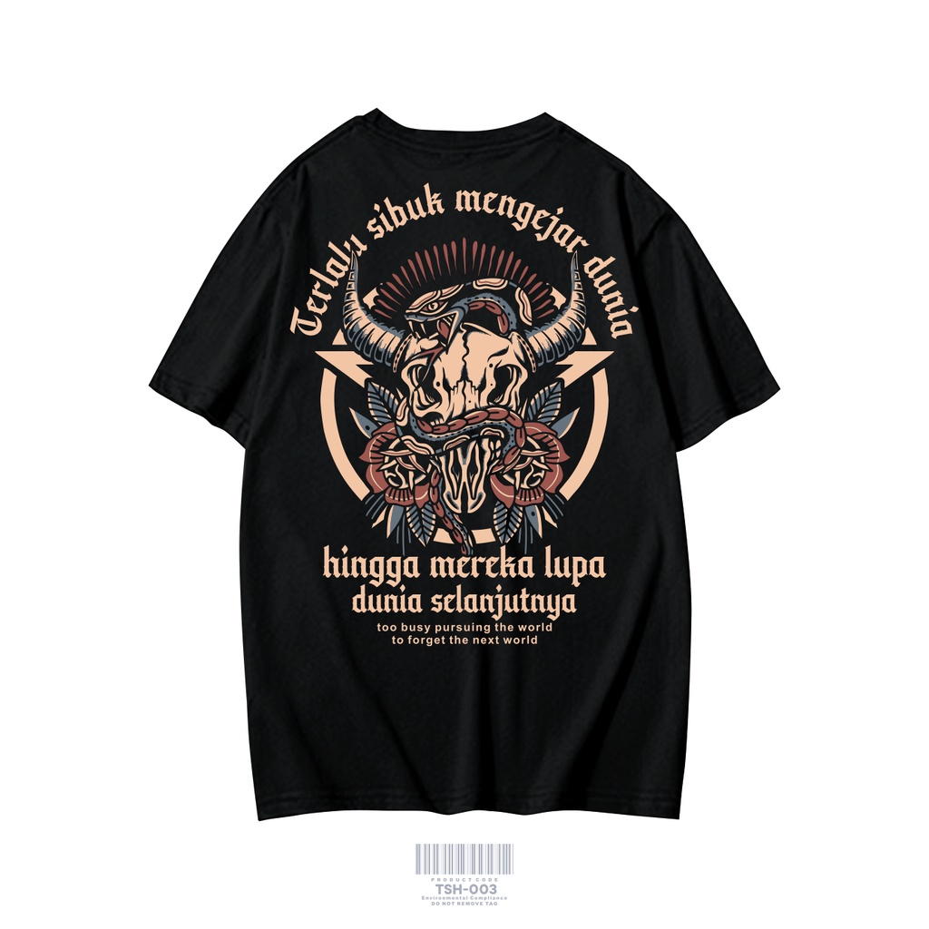 KAOS SATANIC TERLALU SIBUK MENGEJAR DUNIA KAOS PAKAIAN PRIA