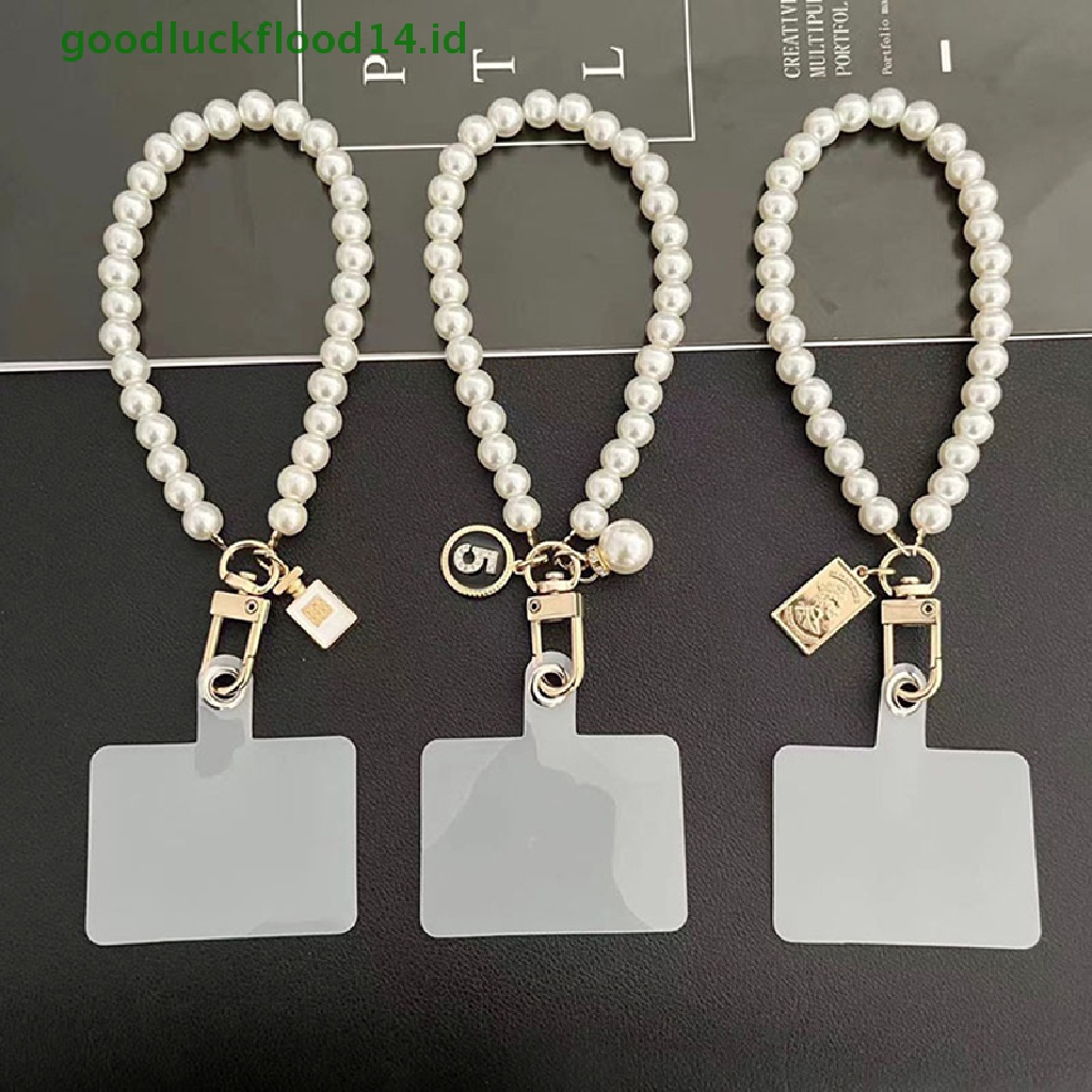 [GOOGFOUR] Pendek Mutiara Lanyard Mode Berlian Imitasi Liontin Liontin Ponsel Lanyard Tenun Tangan Pergelangan Tangan Tali Belakang Csae Anti-Hilang Lanyard [TOP]