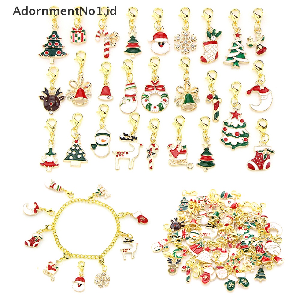 [AdornmentNo1] 5/15pcs Manik-Manik Natal Enamel Campuran Menjuntai Ch Liontin Dengan Lobster Clasp Gantungan Kunci Untuk DIY Gelang Kalung Perhiasan Fingingings [ID]