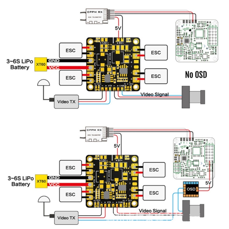 Zzz Power Distribution Board PDB Dengan BEC 5V &amp; 12V Untuk FPV QAV250 ZMR250 Multicopter