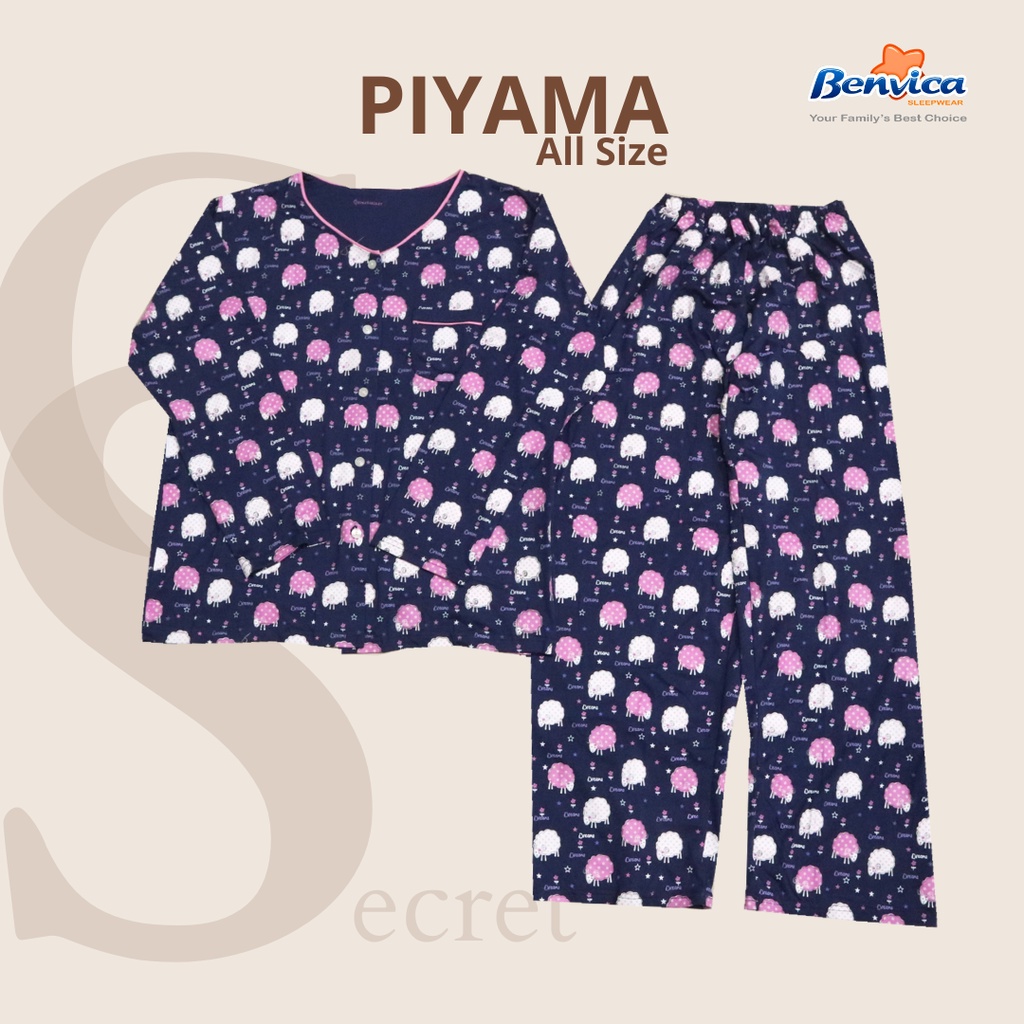 BAJU TIDUR PIYAMA KAOS LENGAN PANJANG DEWASA BANYAK MOTIF GINA SECREET