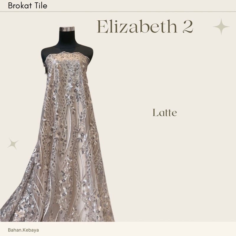 Bahan Kebaya Brukat Tulle Elizabeth New Warna Cokelat Susu Coksu Nude Latte