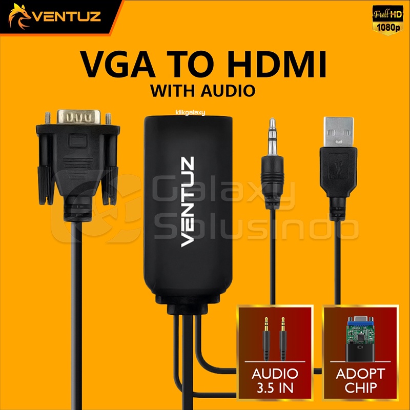VENTUZ VGA To HDMI Output Audio Male Adapter Converter