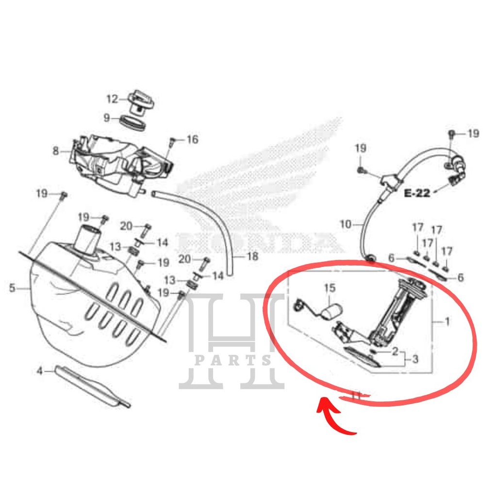 POMPA PELAMPUNG BENSIN UNIT ASSY FUEL PUMP PCX 160 K1Z 16700-K1Z-J11 ASLI ORIGINAL AHM HGP HONDA