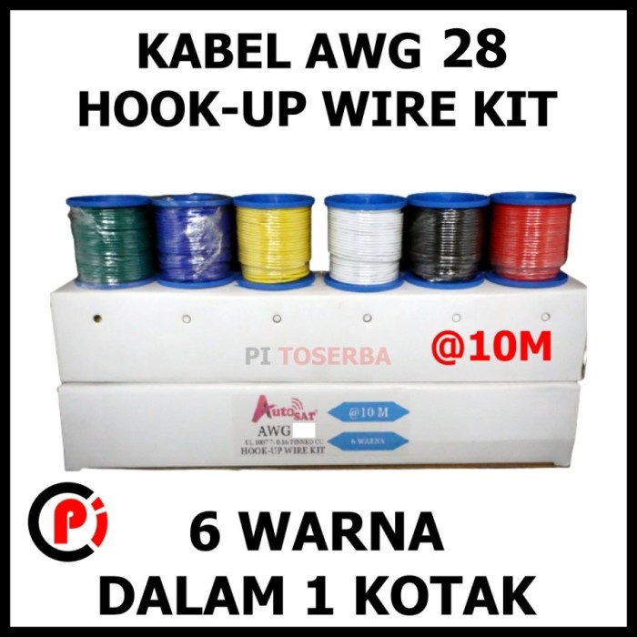 Kabel Tinned CU Copper Hook Up Wire Kit AWG 28 Isi 6 Warna @ 10 Meter