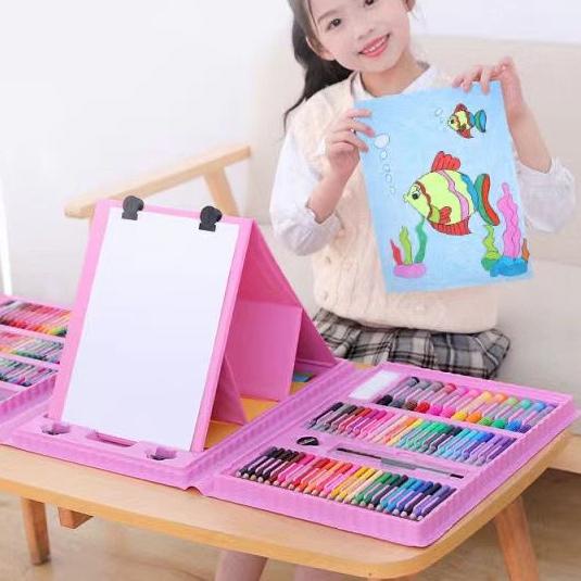 

66R♕ Crayon Anak Pengasah 208pcs Set Alat Menggambar Melukis Anak-anak Crayon Cat Air Pensil Bagus Dipakai