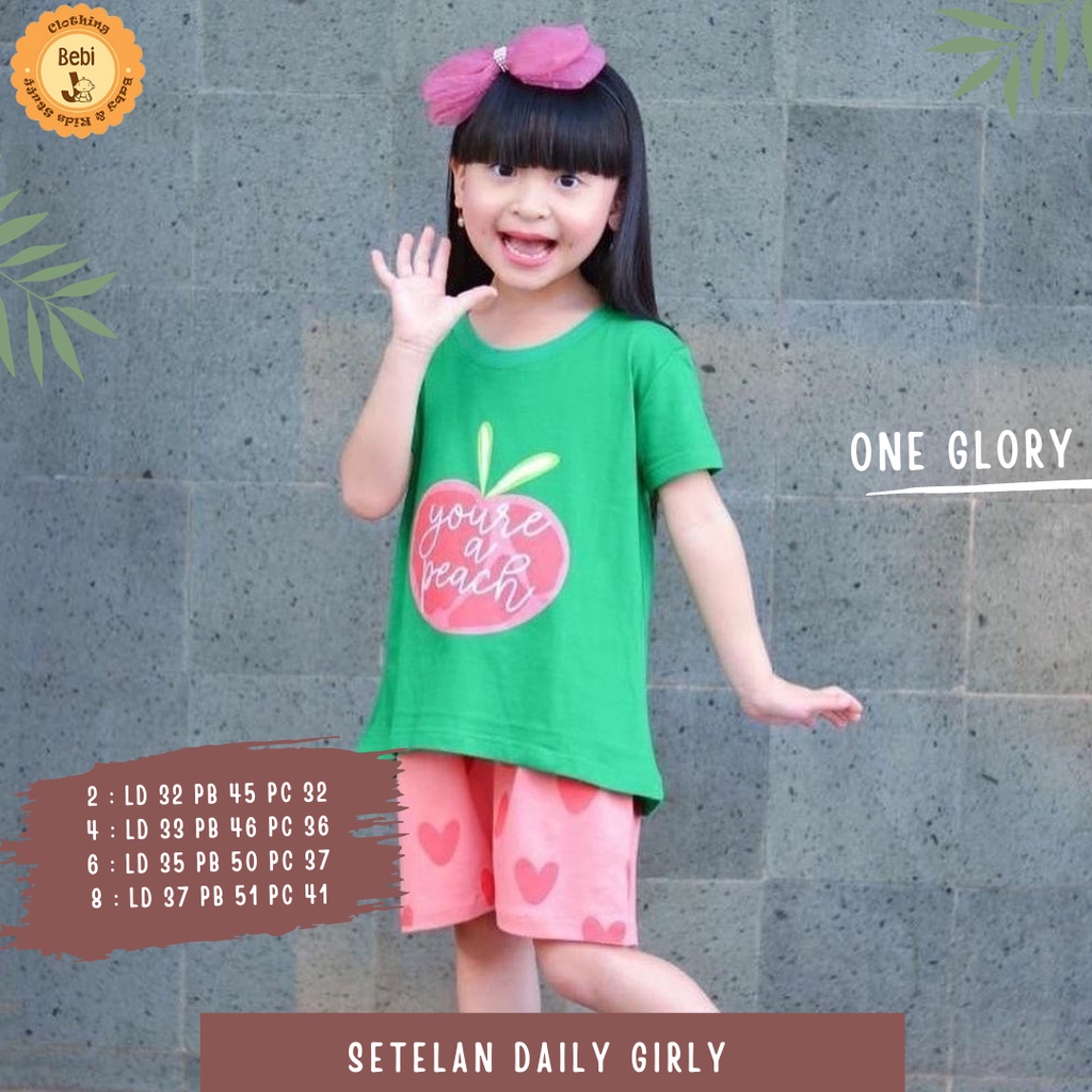 SETELAN ANAK PEREMPUAN DAILY GIRLY POLKA MOTIF KARAKTER SZ 2-8TH