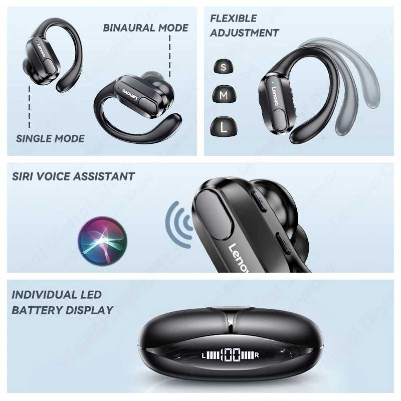 Lenovo Thinkplus TWS Earphone Bluetooth 5.3 Hi-Fi with Earhook - XT80