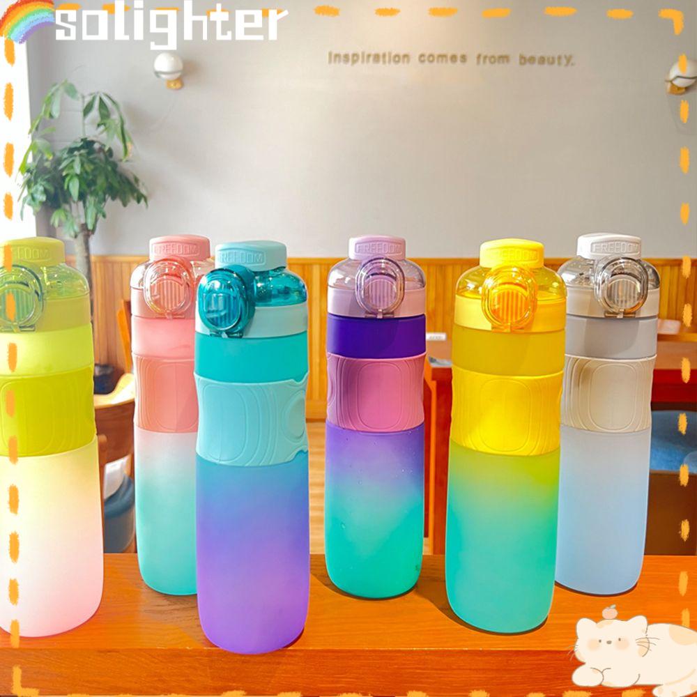 Solighter 1100ML Botol Air Olahraga Portable Travel Strap Water Cup Dengan Penanda Waktu