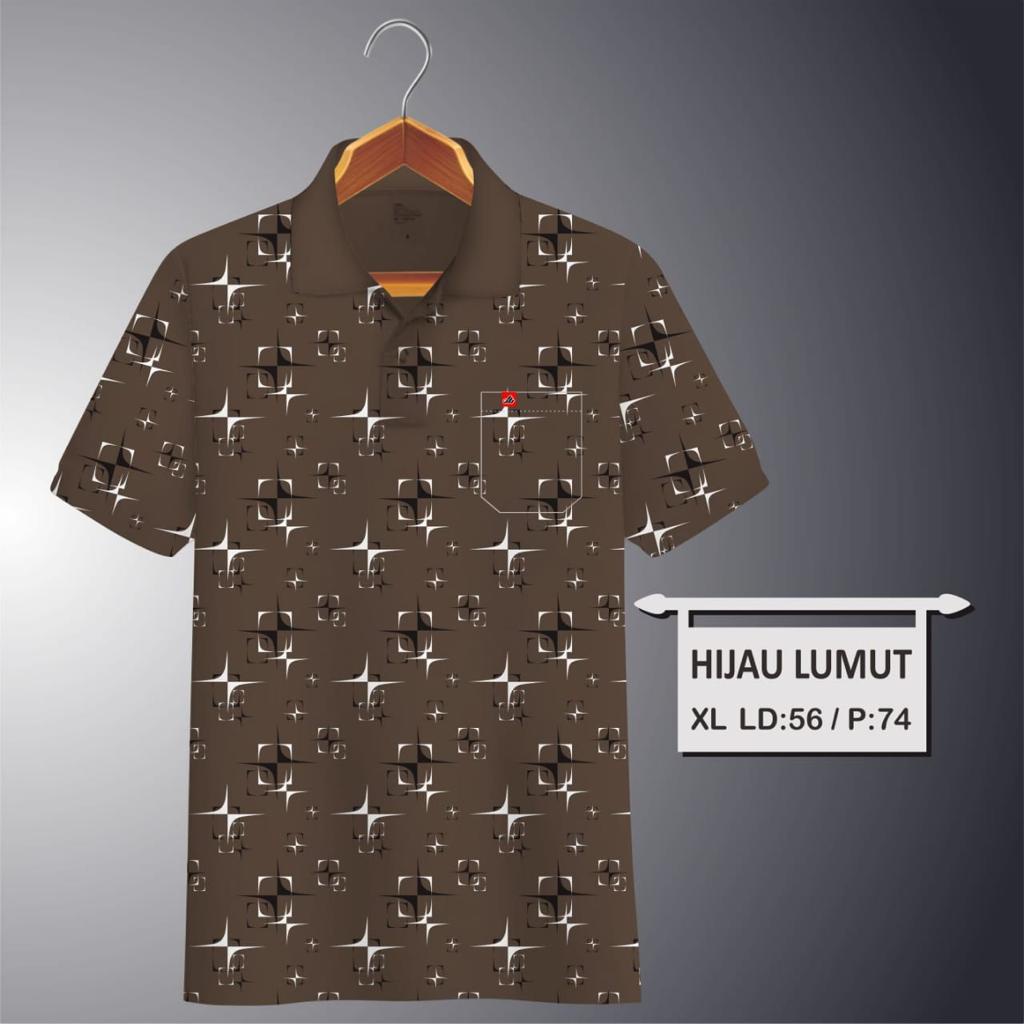 Noveli wear - Kaos kerah pria | kaos korea licin saku dewasa motip full print | kaos polo batik kode 04