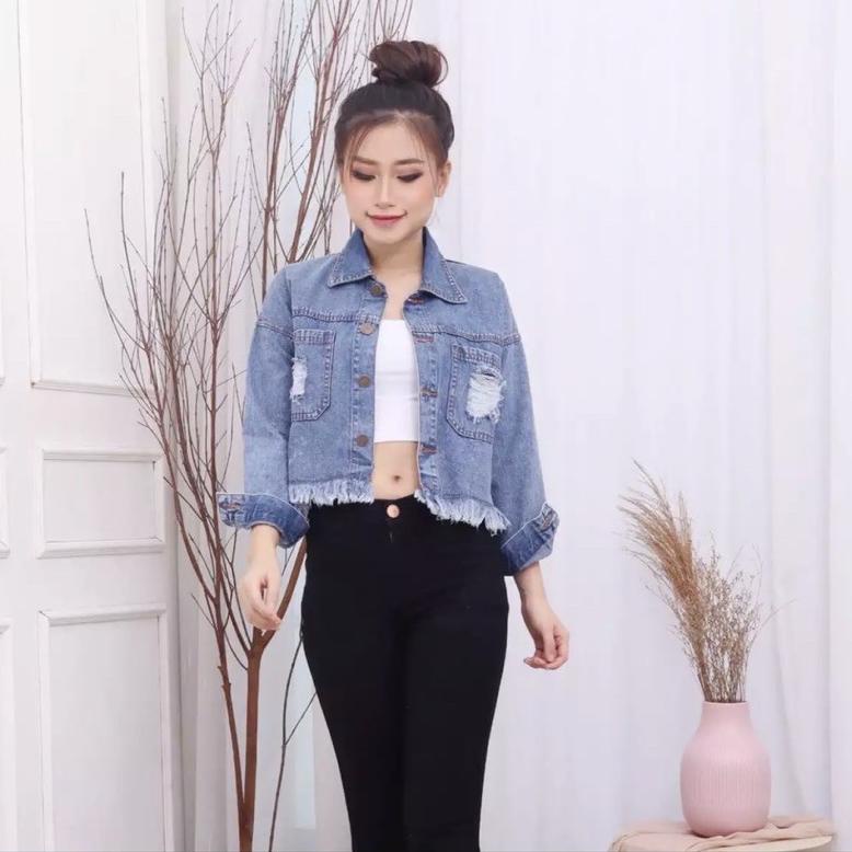 [VG236] Jaket Jeans Candy Crop Rawis Wanita L - XXL borong semua!!!