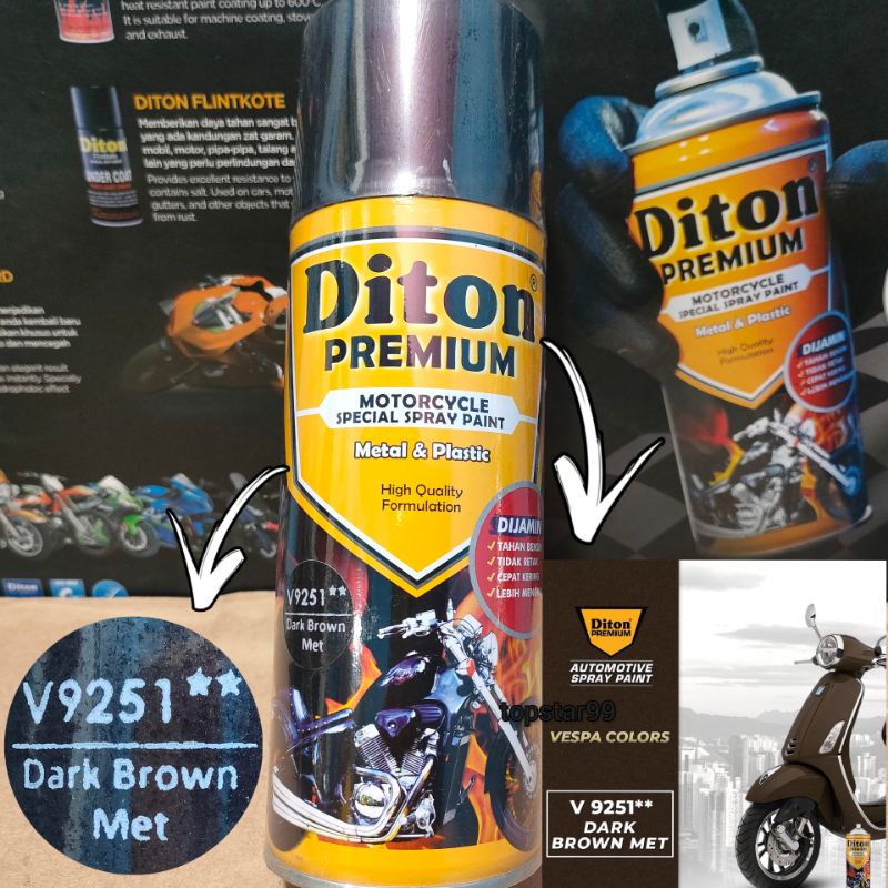 Pilok Cat Diton Premium Dark Brown Met 9251 Coklat Metalic 400cc Tahan Bensin.Cat Semprot.Pylok