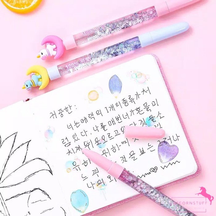 Bolpoin Glitter Unicorn Sekolah Anak Lucu Mainan Perempuan Cewek Kado