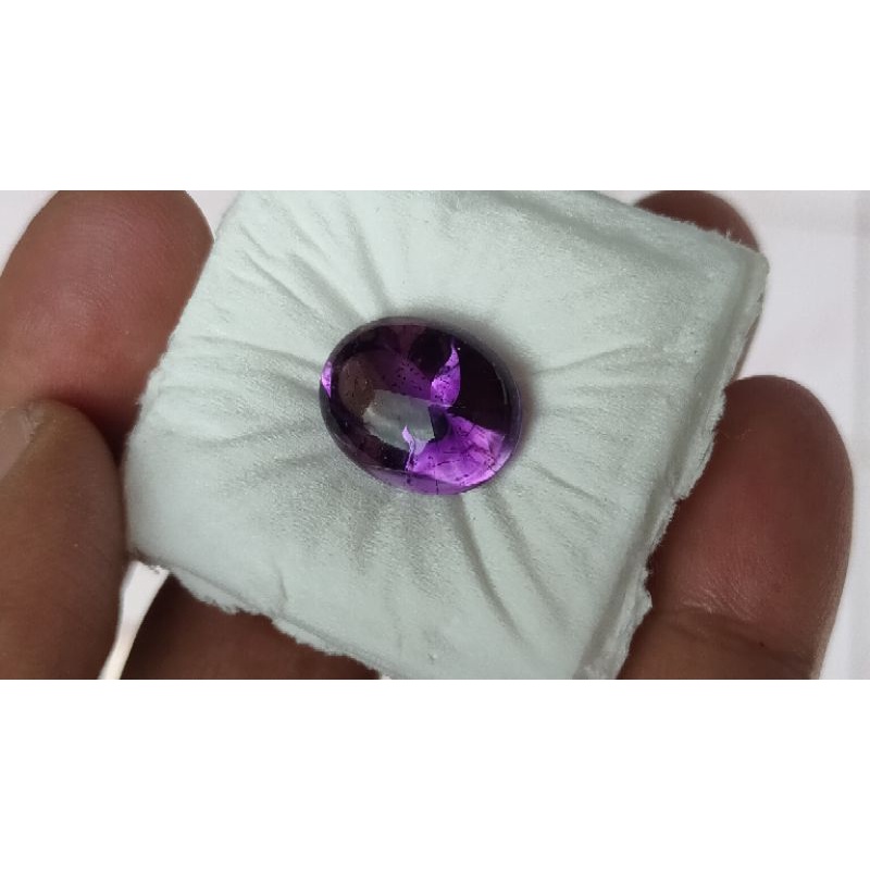 Batu Kecubung Ungu Air Merah Rambut Merah Full Kristal