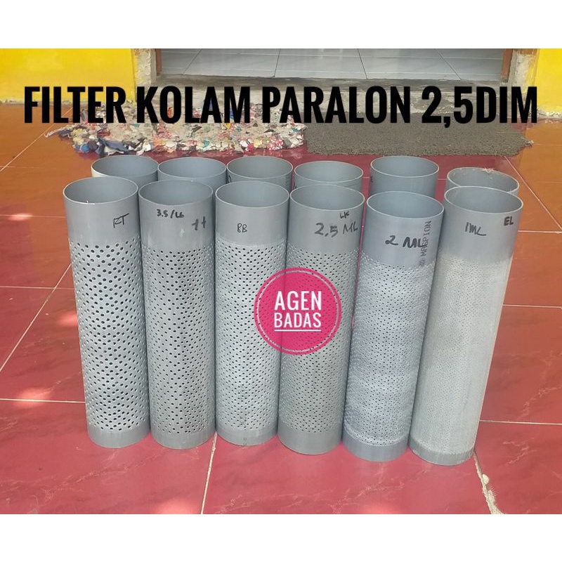 Pipa Paralon Pembuangan Kolam,Filter Kolam 2,5dim/2,5inch Panjang 30cm lubang 1ml-10ml