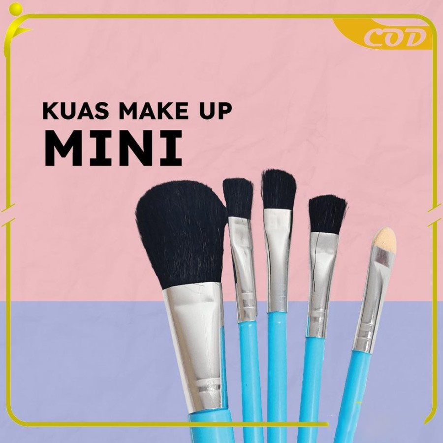 5PCS/ Set Kuas 5 in 1 Make Up Brush Kuas Makeup Eyebrow Brush Blush On Brush Eyeshadow Brush Sponge