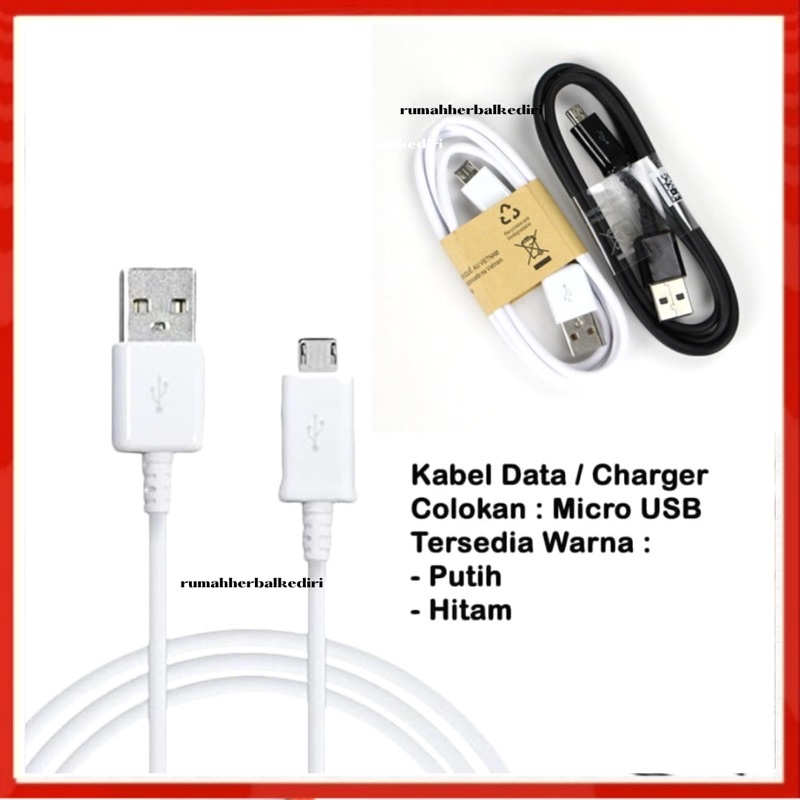 Kabel Data Micro USB Putih Panjang 1 Meter || Cable Bulat 1m 100Cm 1A Smartphone