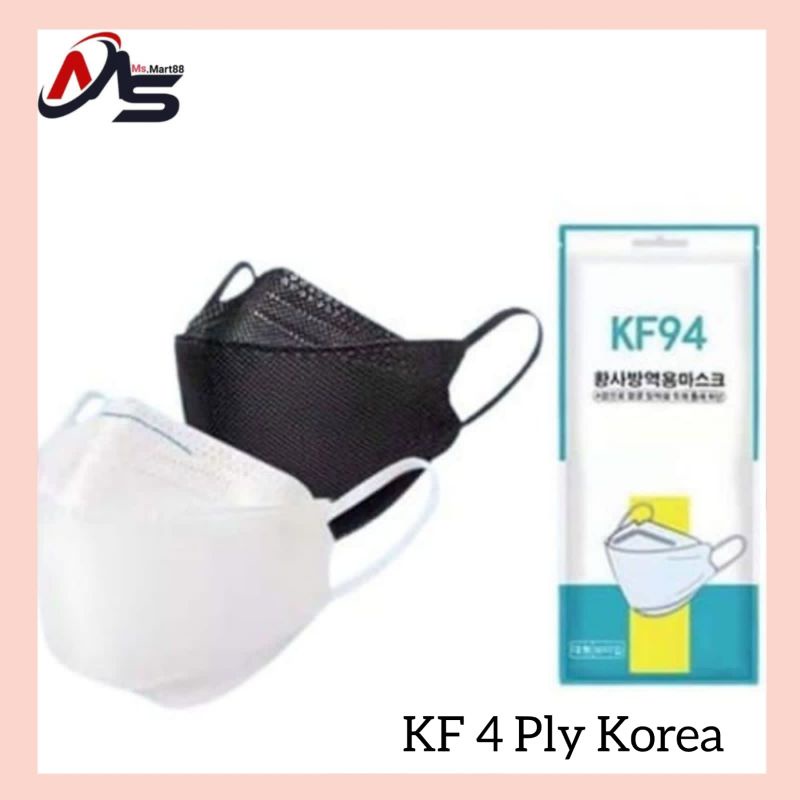 Masker KF94 4 Ply Korea Hitam Putih 1 Pack isi 10 Pcs