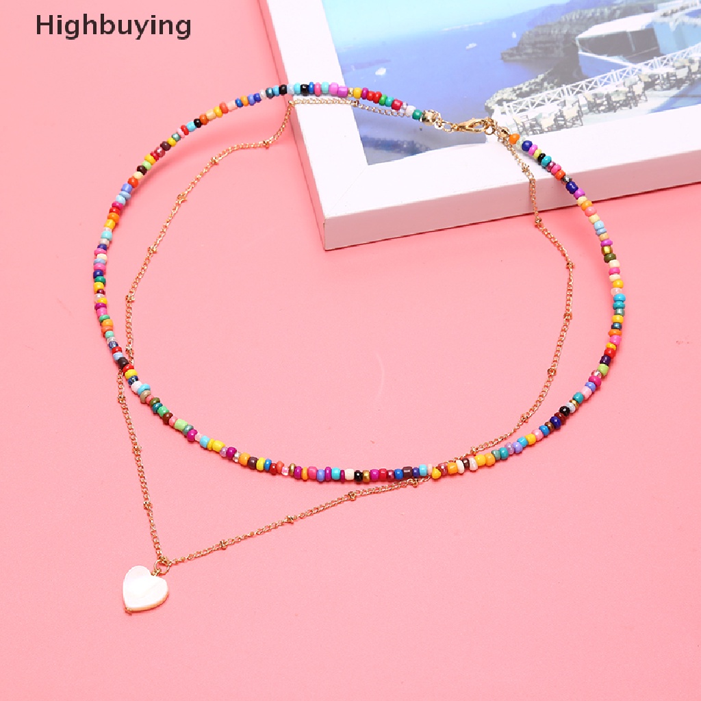 Hbid Bohemian Wanita Multicolor Manik-Manik Handmade Cinta Kalung Perhiasan Hadiah Glory