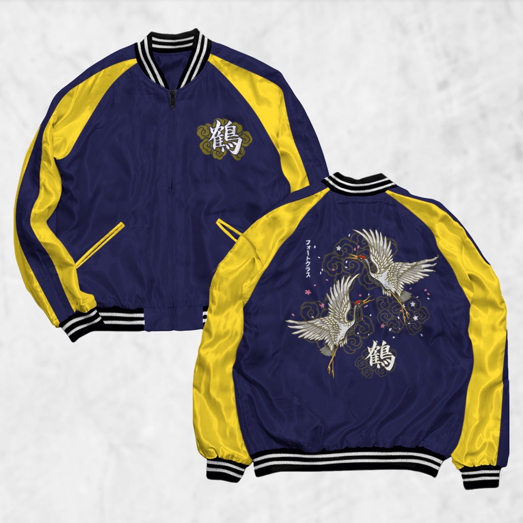 HHIPNOP Jaket Sukajan Crane Sablon Jaket Pria Wanita Distro Unisex Japan Premium Original