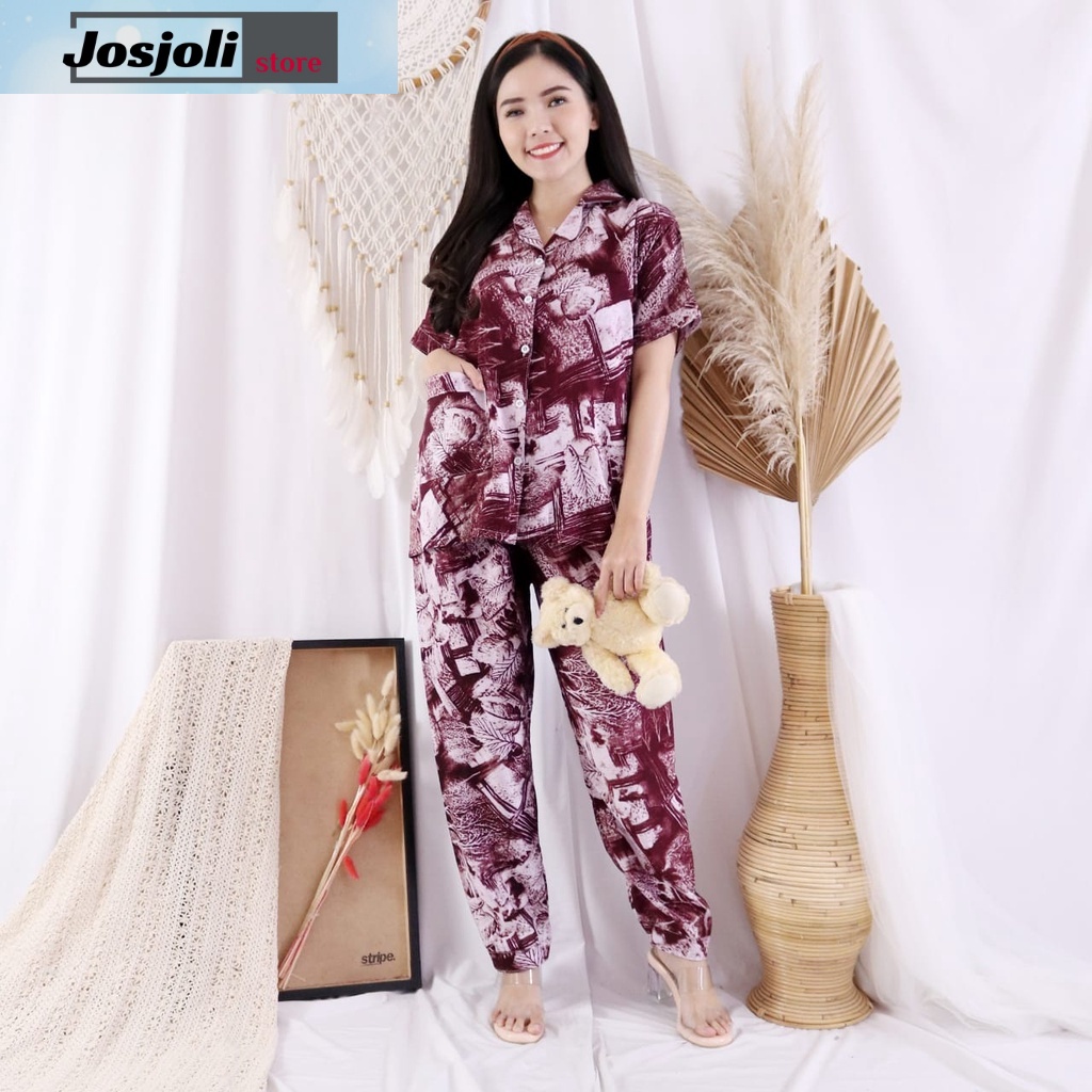 JOSJOLI_STORE/Piyama hp CP viola /Piyama Rayon Tie Dye Kekinian XL /Pakaian Tidur Wanita