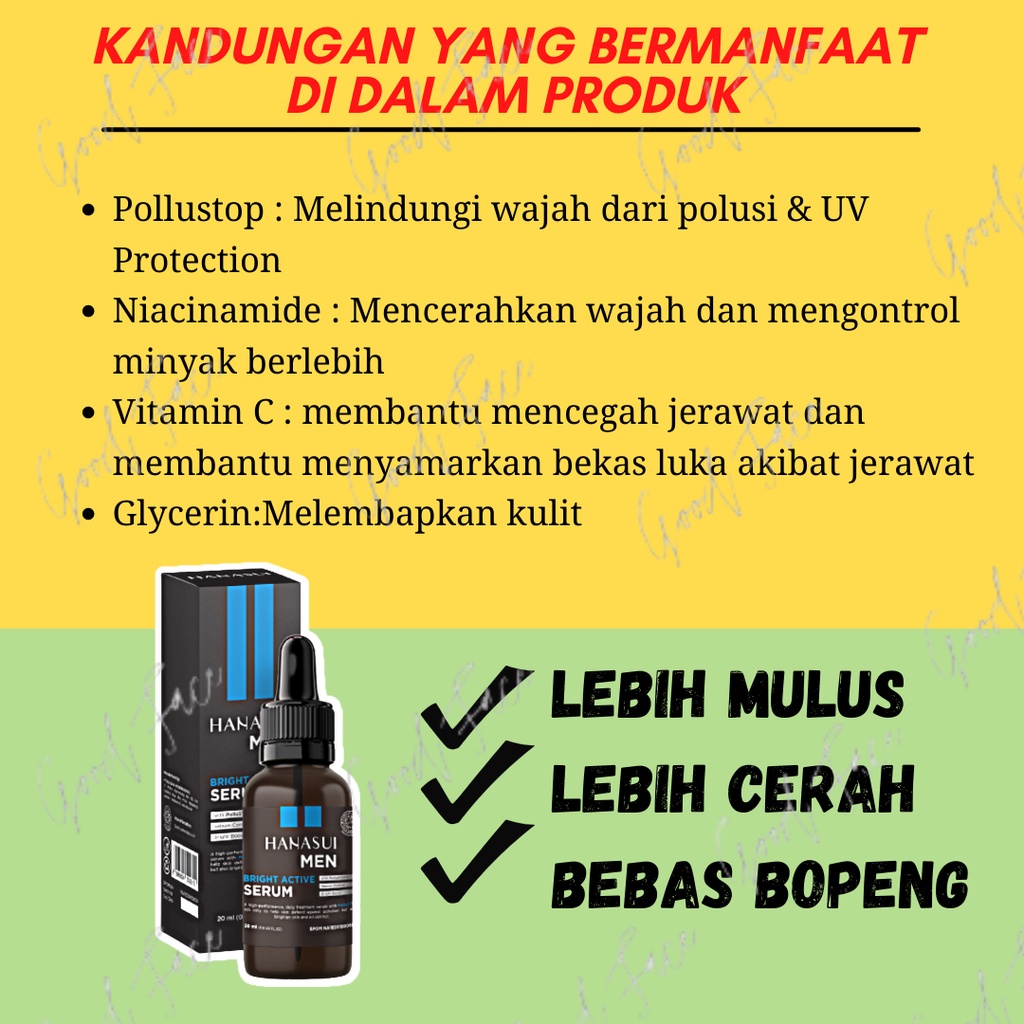 SERUM PEMUTIH WAJAH PRIA SERUM WAJAH HANASUI MEN BRIGHT ACTIVE SERUM 20ML