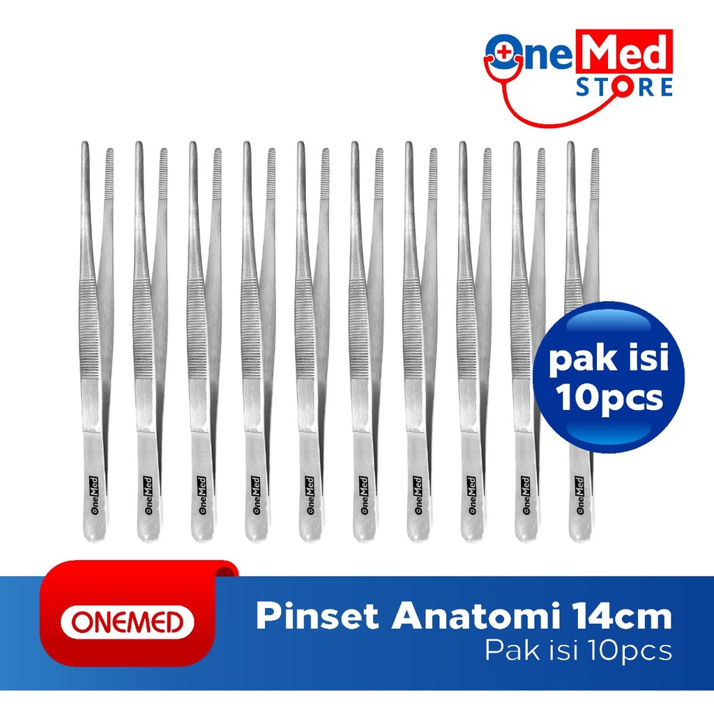 Pinset Anatomi 14cm Stainless Steel 10 Pcs Onemed OJB