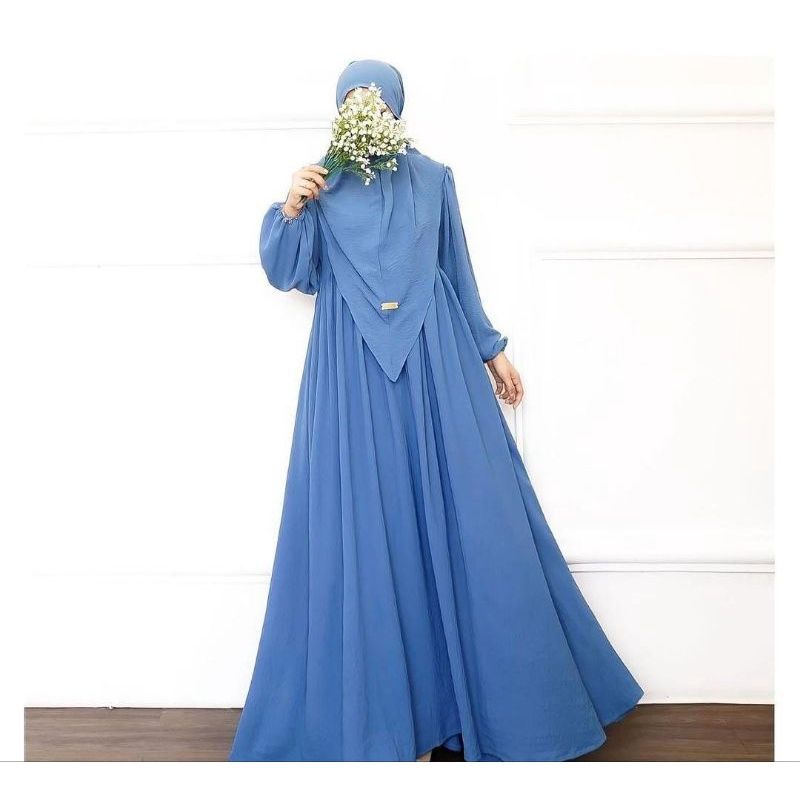 LATAYA SET BERGO PREMIUM//Gamis bahan crinkle Airflow Import