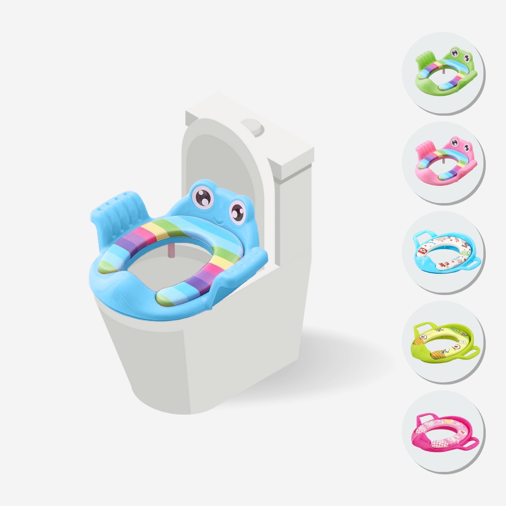 KIDDAILY DUDUKAN TOILET ANAK DENGAN PEGANGAN TOILET DUDUK LEMBUT POTTY TRAINING SEAT UNTUK1-8 TAHUN BABY POTTY ANAK POTTY TOILET TRAINING POTTY SEAT CLOSET DUDUK ANAK PISPOT ANAK