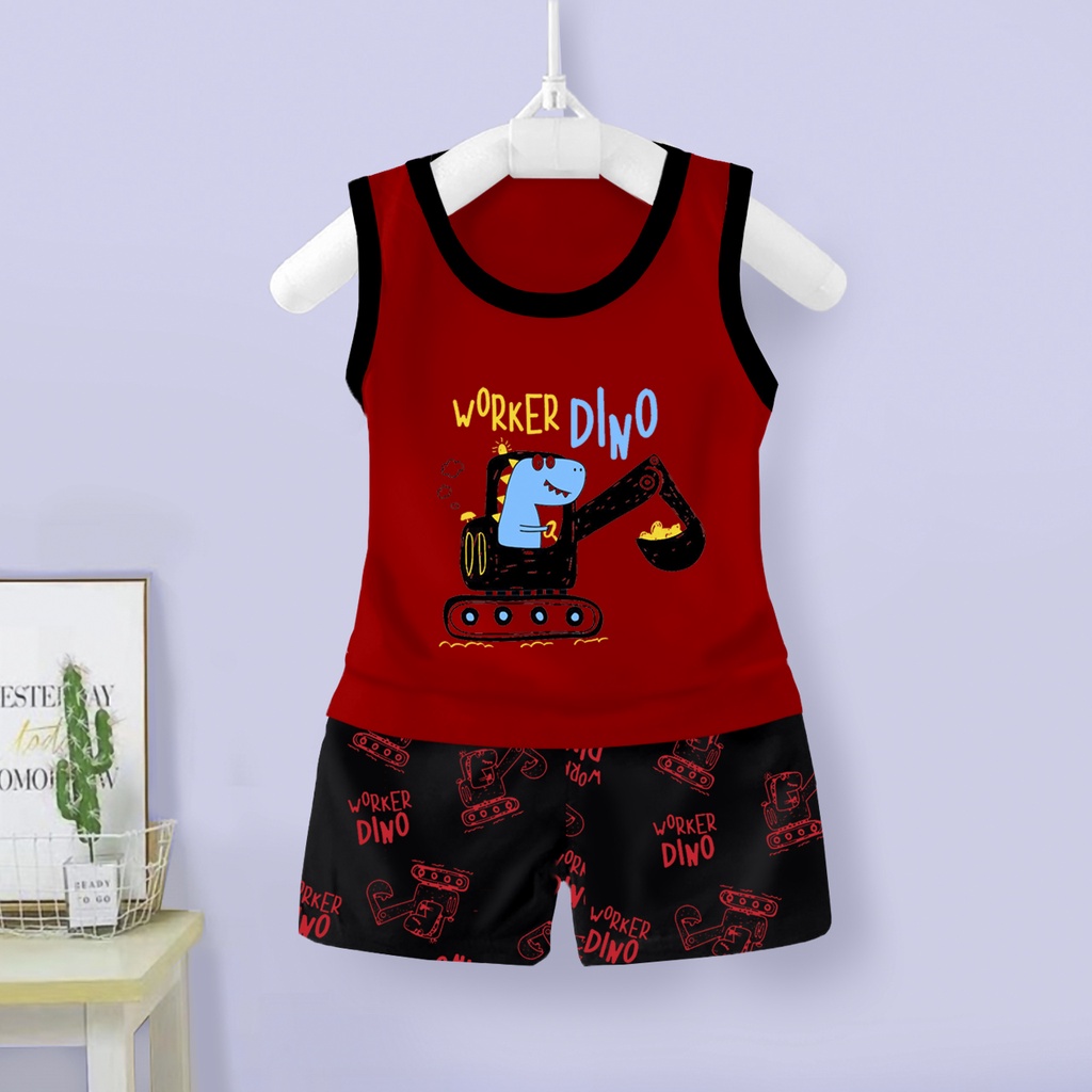 RAMORA SETELAN BAJU ANAK LAKI LAKI / SET BAJU SINGLET ANAK UMUR 1-6 THN