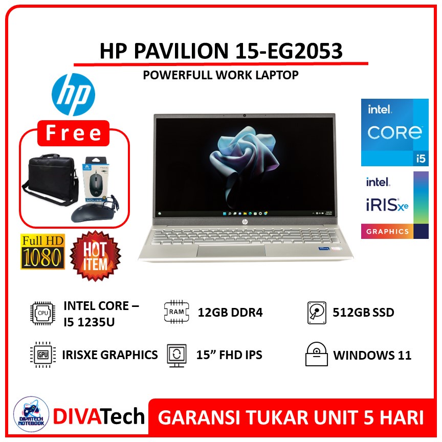 HP Pavilion 15 Touchscreen i5 1235U 12GB 512GB SSD IrisXe FHD IPS