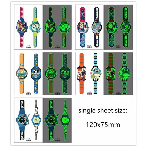 Jam Tangan Mainan Anak Stiker Tato Kartun Menyala Dalam Gelap