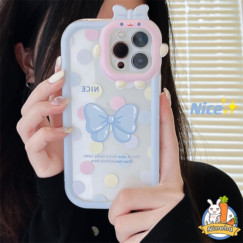 IPHONE Casing Kompatibel Untuk Iphone14 13 12 11 Pro Max X Xr Xs Max7 8 6 6s Plus Se2020Manis Keren Gadis Gelombang Dot Ikatan Simpul Casing Ponsel Lensa Penuh Perlindungan Jatuh Soft Case Cover Pelindung