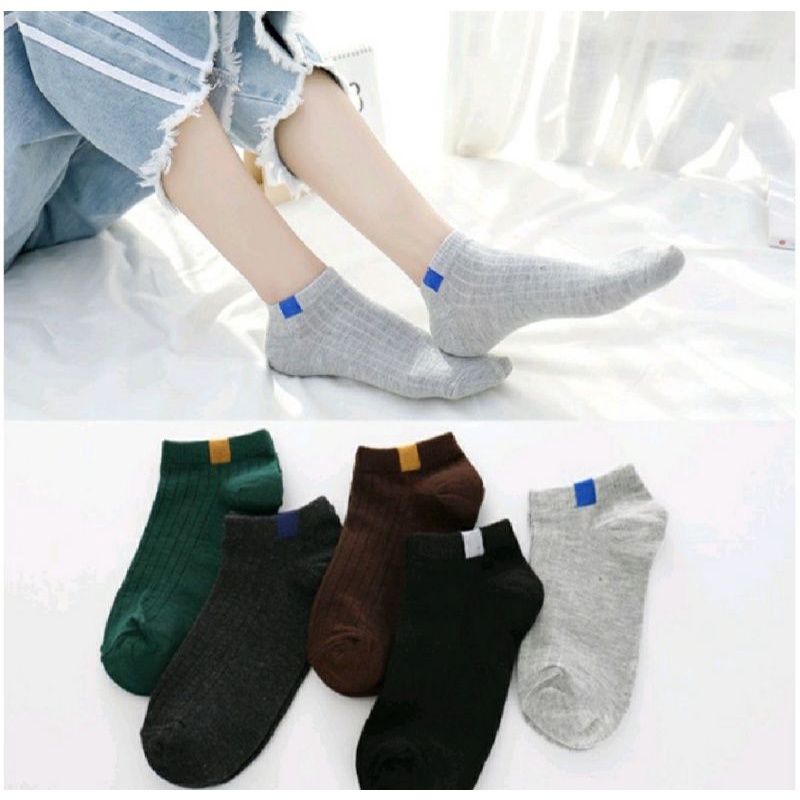 Kaos Kaki Polos 2 Warna Garis Pendek Semata Kaki Kaos Kaki Polos Fashion Ankle Cute Import