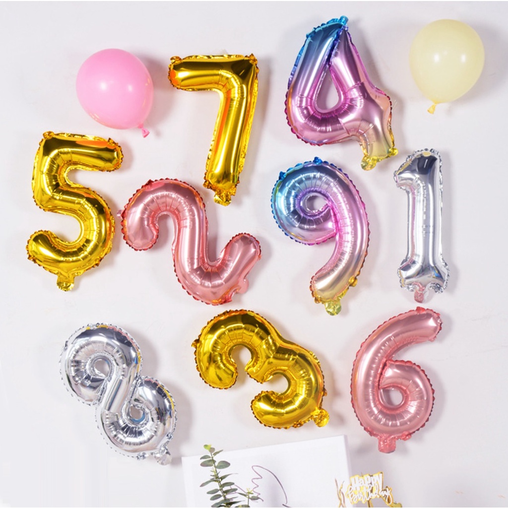 Balon Foil ANGKA 16 inch 40cm Pesta Happy Birthday 16&quot; 40 cm Besar Hiasan Dekorasi Ulang Tahun Ultah Bday