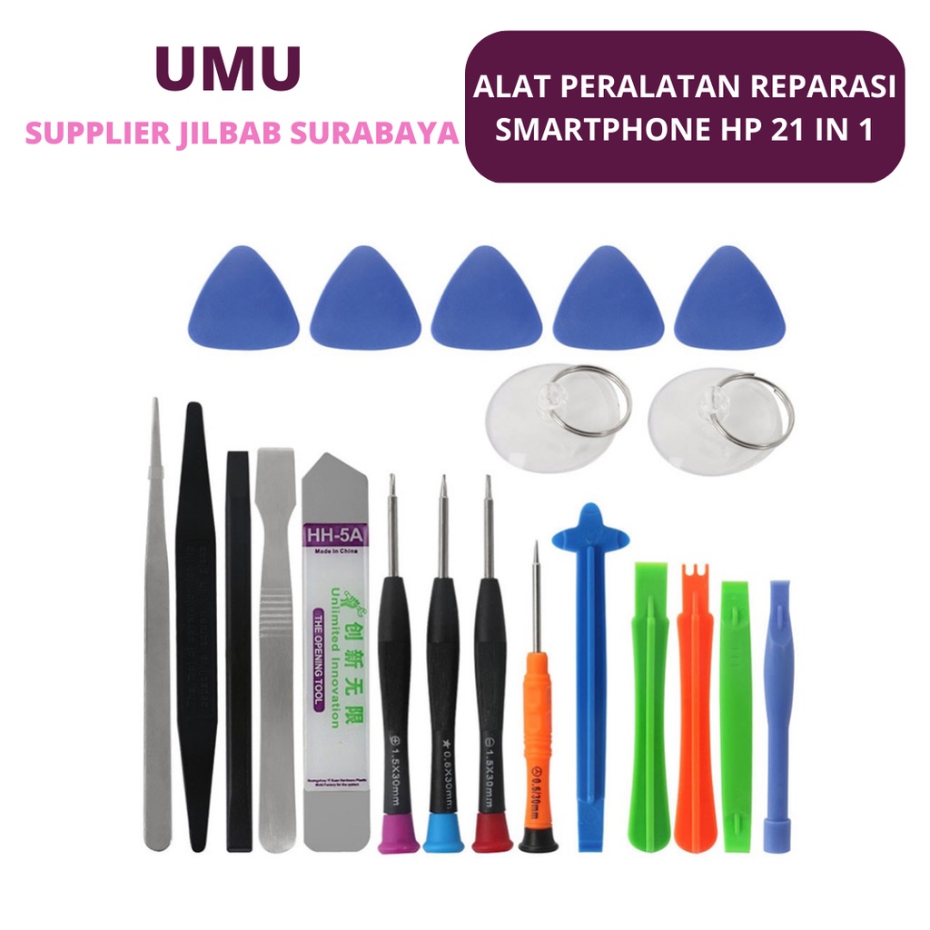 (UMU SUPPLIER) ALAT PERALATAN REPARASI SMARTPHONE HP 21 IN 1 REPAIR TOOLS SET OBENG