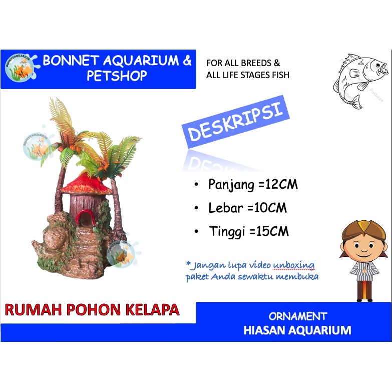 FIBER MAINAN HIAS AQUARIUM FIBER RUMAH POHON KELAPA