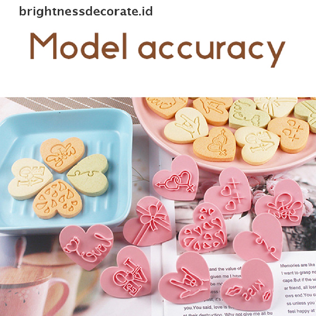 [Birth] 10pcs/set Cetakan Biskuit Valene Day Love Bentuk Hati Cookie Molds Baking [ID]