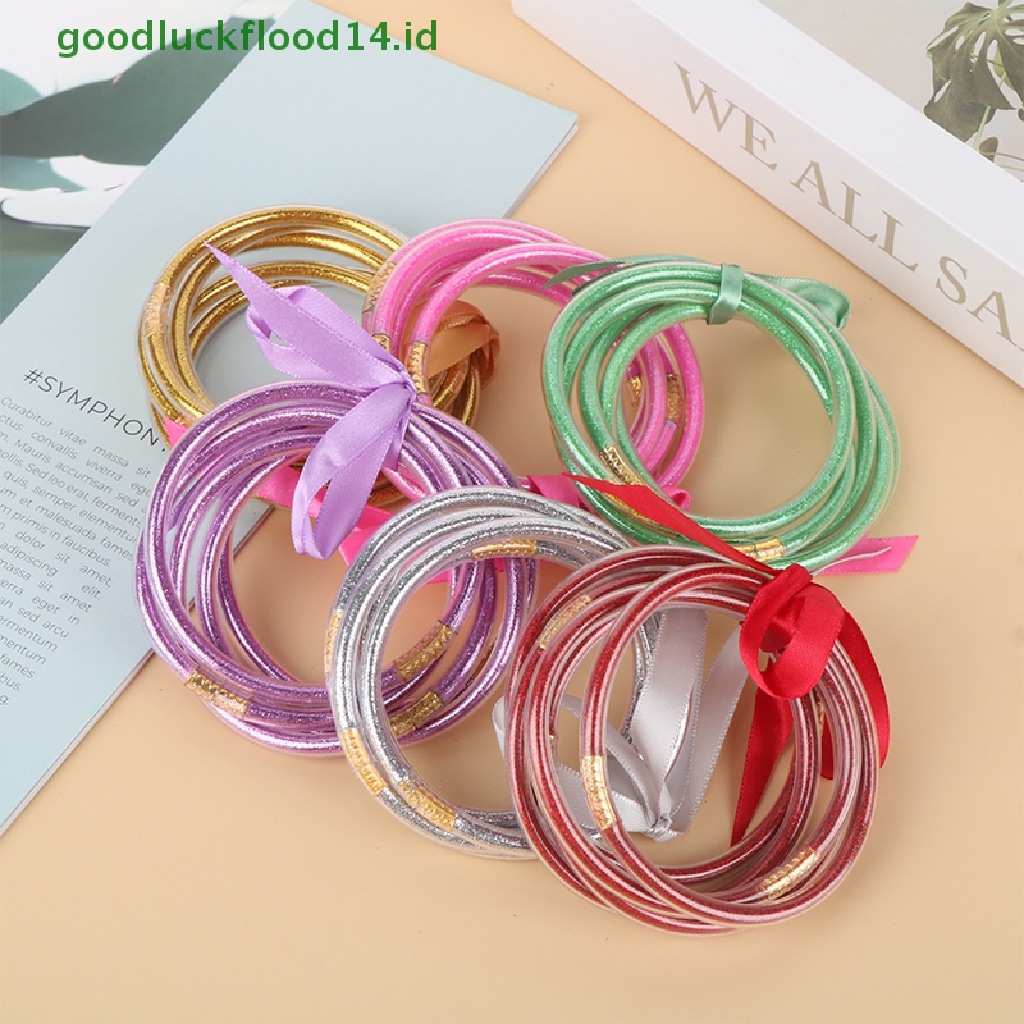 [GOOGFOUR] 1set Shiny Gold Buddhist Rush Gelang Halus Bharm Budha Gadis Gelang Silikon Plastik Glitter Jelly Budha Cahaya Gelang Hadiah [TOP]