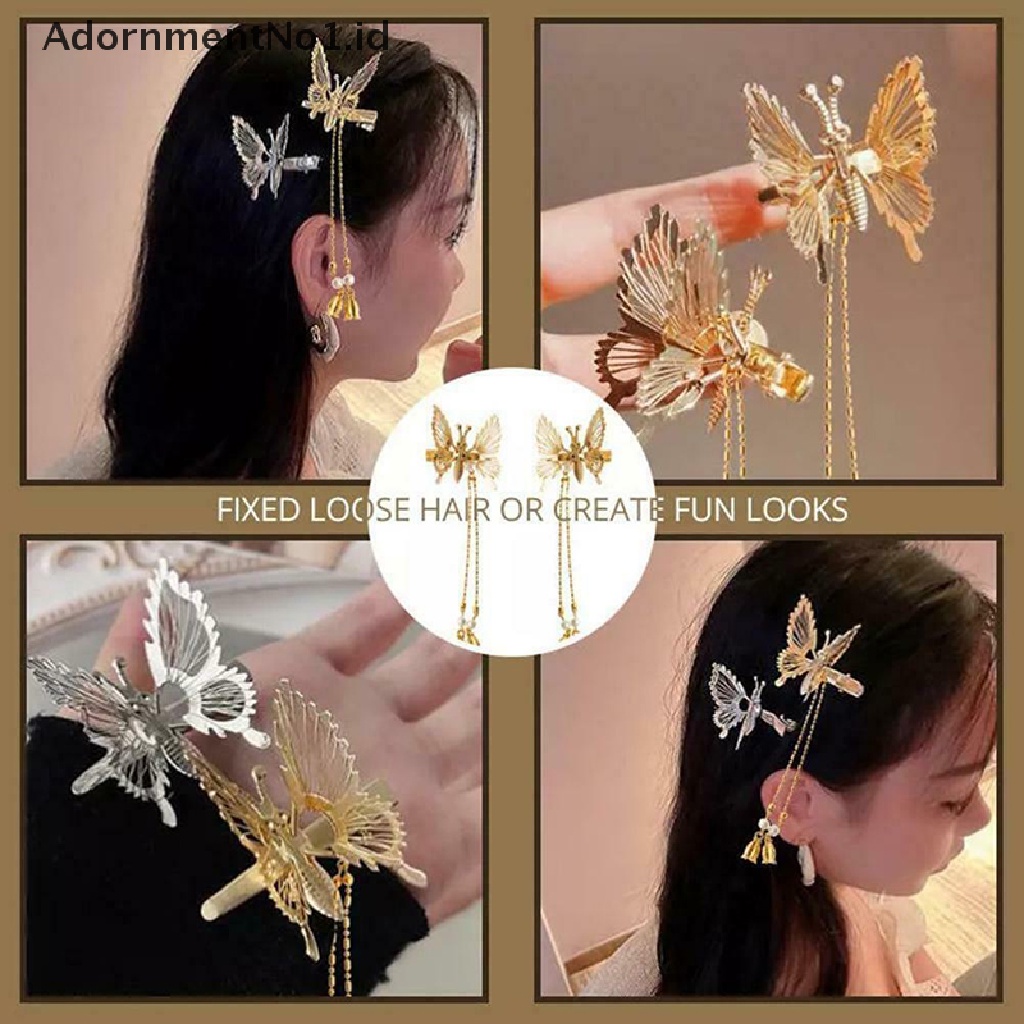 [AdornmentNo1] 1pcs Jepit Rambut Kupu-Kupu Rumbai Elegan Bergerak Gadis Terbang Shiny Hair Clips [ID]