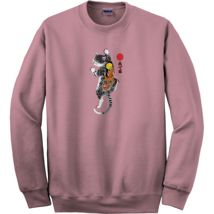 crewneck sweater pria kekinian motif CAT DRAGON termurah /bahan fleece lembut dan tebal