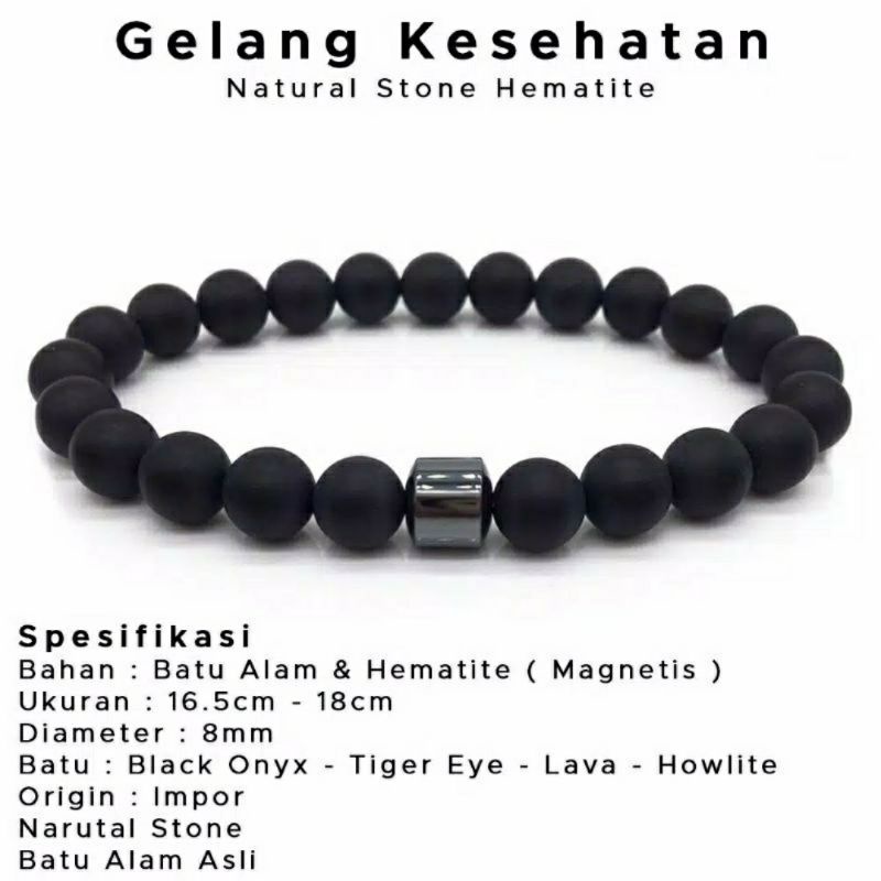GELANG BATU TERAPI HEMATITE KOMBINASI BATU ALAM