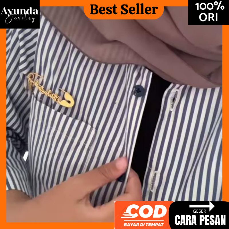 Bros Nama Custom model terbaru Bros custom lapis emas Bros peniti